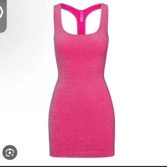 SKIMS Other - NWT SKIMS • GLITTER SWIM METALLIC DRESS • MAGENTA • XL - GLITTER PINK